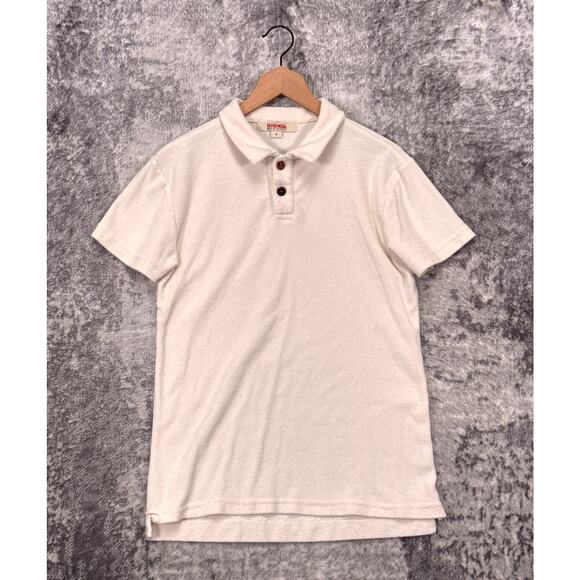 Birdwell Polo Shirt Small Mens White Terry Cloth Short Sleeve - Picture 1 of 8